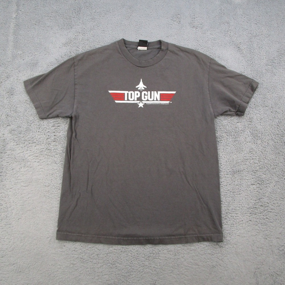 Anchor Blue Top Gun Wingman Graphic T-Shirt Mens Large Charcoal Grey 2004 Movie